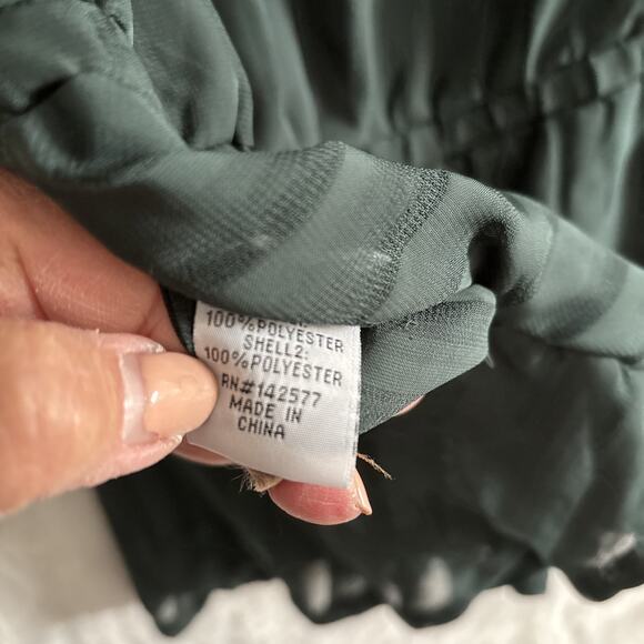 High Neck Lace Top Victorian Whimsigoth Dark Fairy Size L Green Keyhole Peplum - Picture 8 of 8